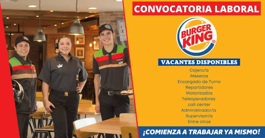 BURGER KING Convocatoria de Trabajo
